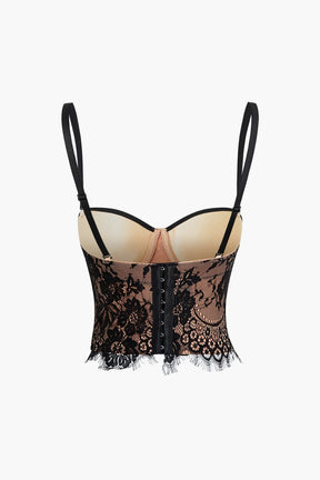 Top bustier dentelle détail broderie nuage