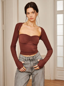 Top bustier marron élégant doux