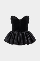 Top bustier velours noir volants papillon