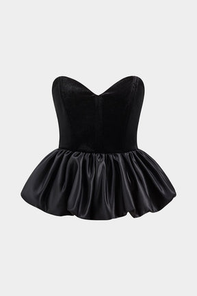Top bustier velours noir volants papillon