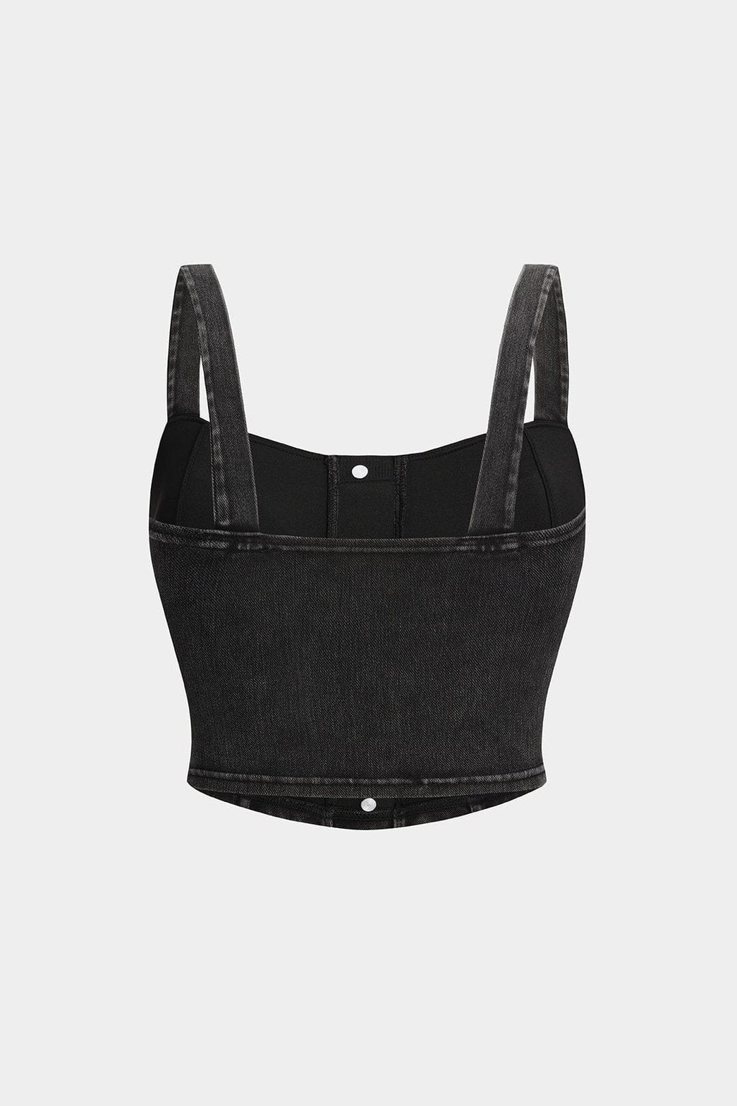 Top cami denim noir ajusté vue de dos étoile