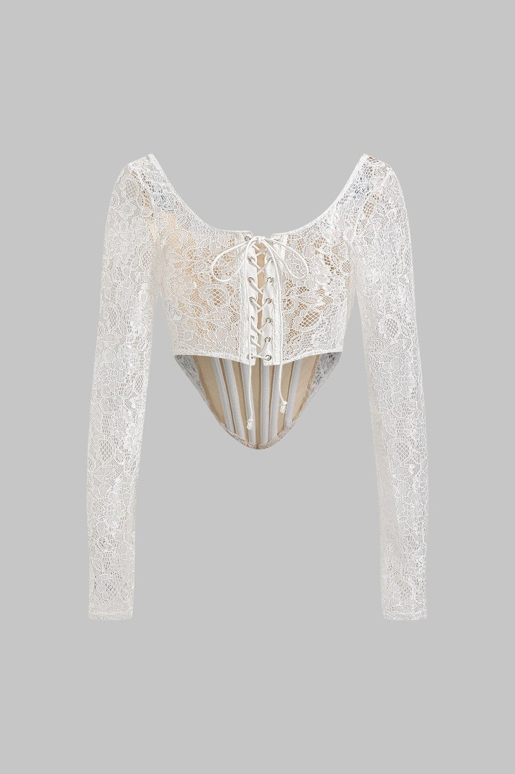 Top corset en dentelle blanche vue de dos soleil