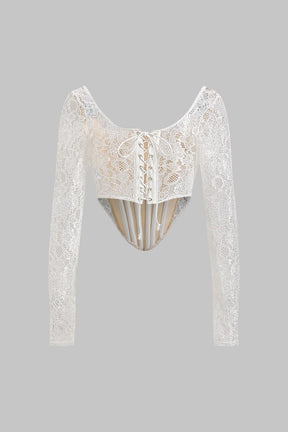 Top corset en dentelle blanche vue de dos soleil