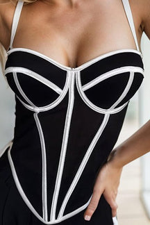 Top corset noir et blanc élégant douceur