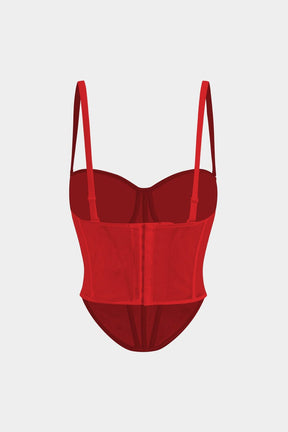 Top Corset en Maille Transparente
