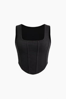 Top corset noir élégant vue de face douceur