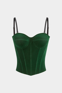 Top corset velours vert émeraude vue avant douceur