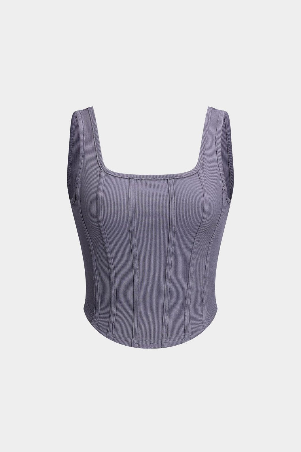 Top court style corset gris vue de face soleil
