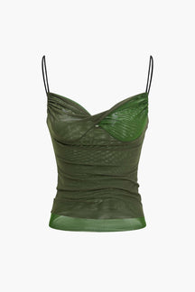 Top drapé vert à bretelles émeraude