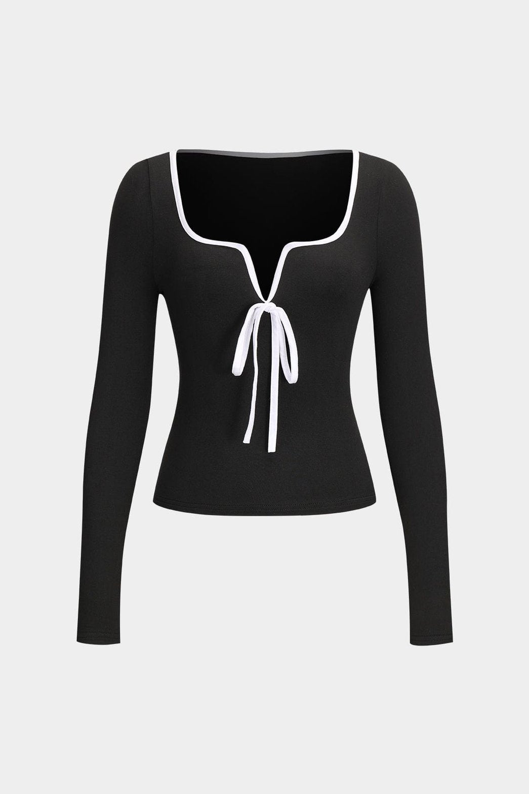 Top noir élégant avec nœud blanc décoratif papillon