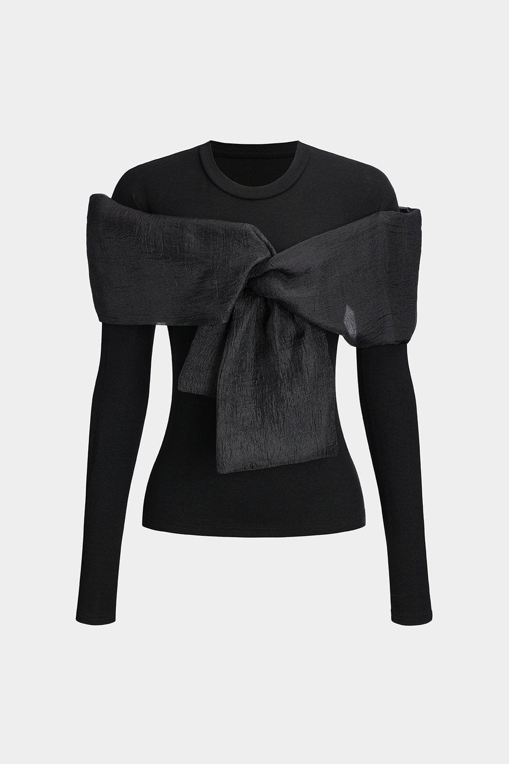 Top élégant noir avec nœud décoratif harmonie