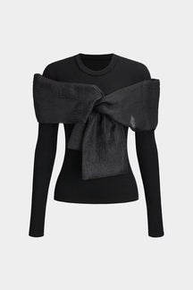 Top élégant noir avec nœud décoratif harmonie