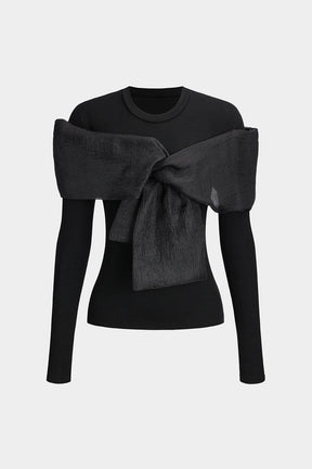 Top élégant noir avec nœud décoratif harmonie