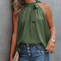 Top licou vert élégant avec nœud latéral jazz