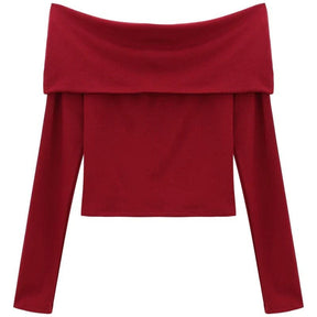 Top femme manches longues bordeaux cristal