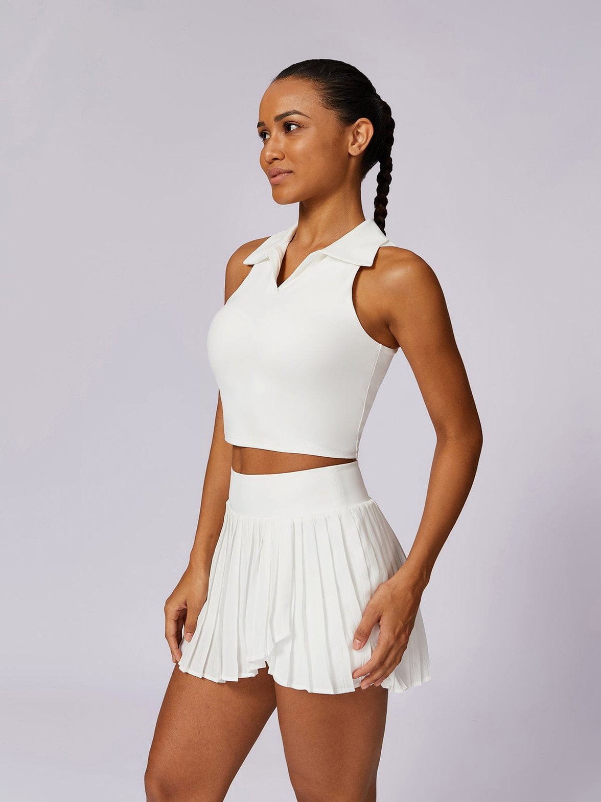 Top polo blanc coupe ajustée étoile