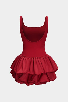 Top satin rouge vue de dos étoile