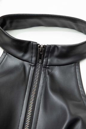 Top noir moulant avec col montant chic