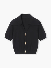Top tricot col V vue de face soleil