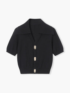 Top tricot col V vue de face soleil