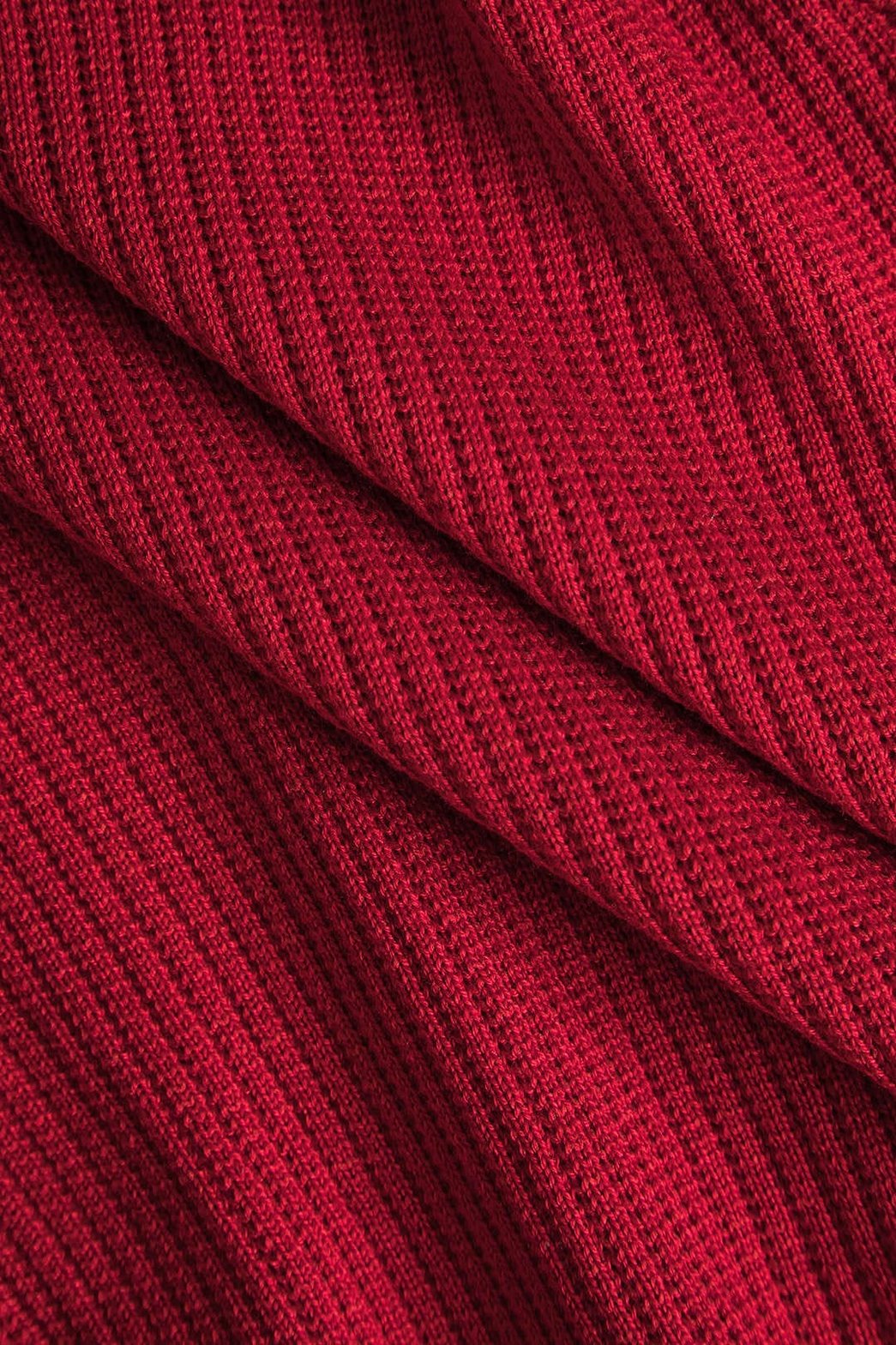 Top rouge côtelé avec volants vent