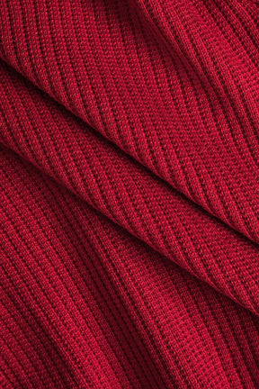 Top rouge côtelé avec volants vent