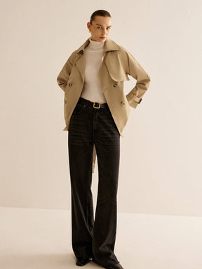 Trench-coat beige détail ceinture brillant