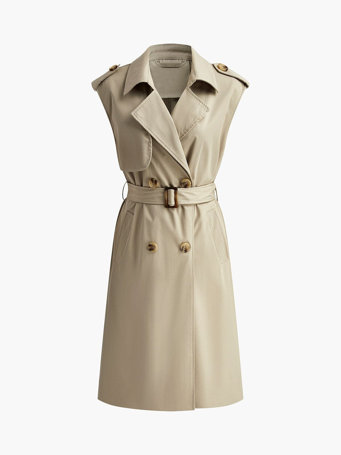 Trench sans manches beige élégant avec ceinture - Sublime