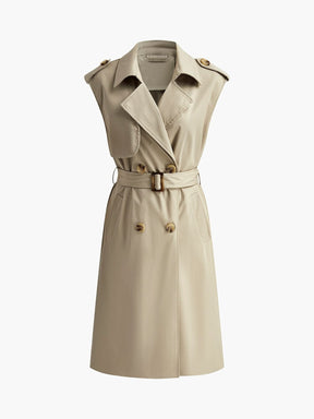 Trench sans manches beige élégant avec ceinture - Sublime