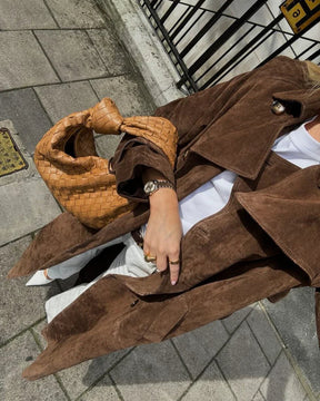 Trench velours design moderne perle