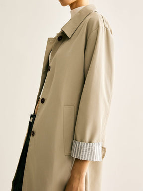 Trench long beige détail des manches - légèreté