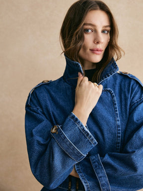 Trench denim détail ceinture nuage