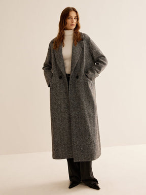 Trench long gris à chevrons détail dos douceur