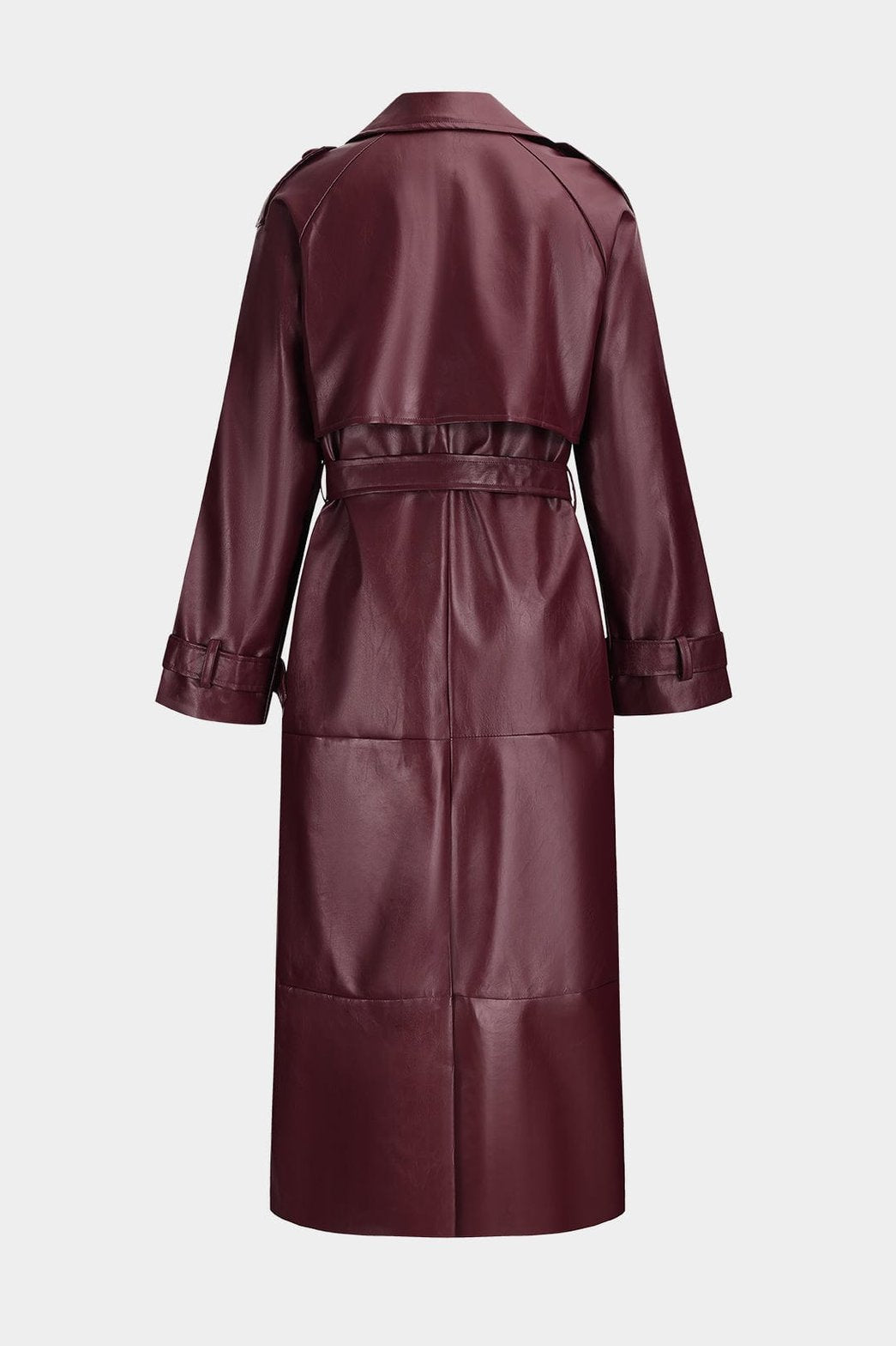 Trench simili cuir ceinturé détail élégance