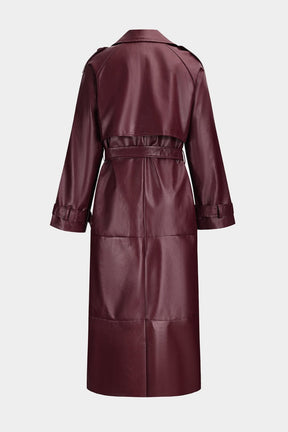 Trench simili cuir ceinturé détail élégance