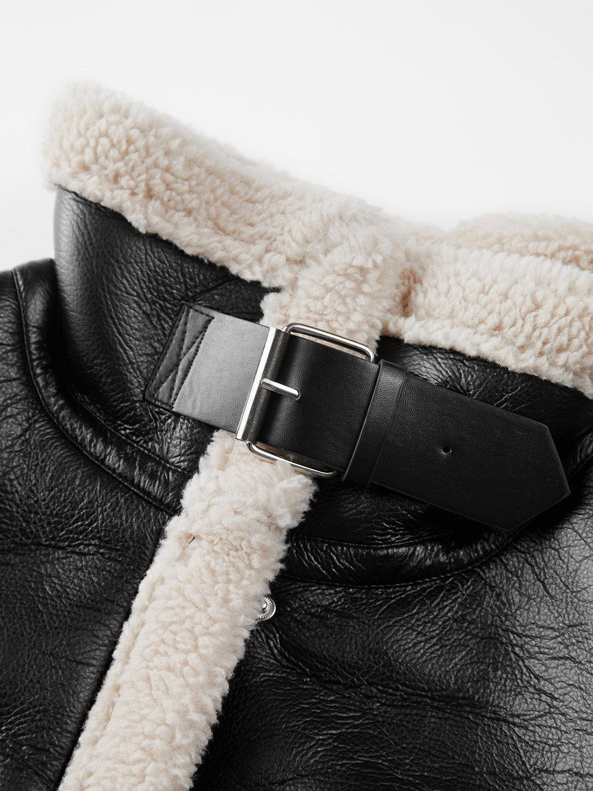 Détail doublure sherpa veste aviateur lumineux