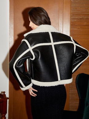 Veste aviateur bicolore en simili cuir luciole