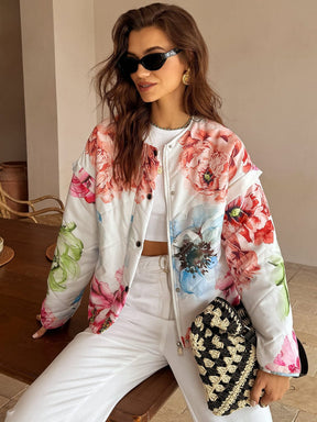 Veste bohème fleurie blanche papillon