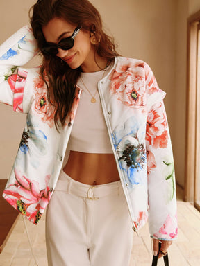 Veste légère motif floral printemps