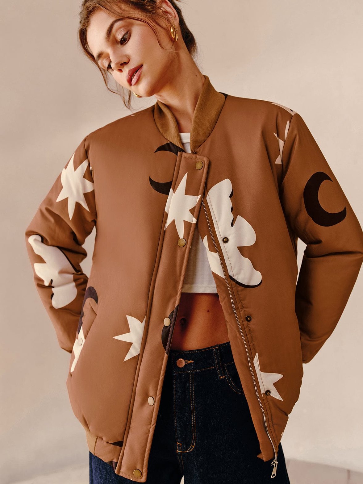 Veste zippée motifs abstraits esprit