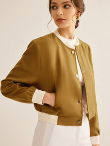 Veste bomber ocre élégante harmonie