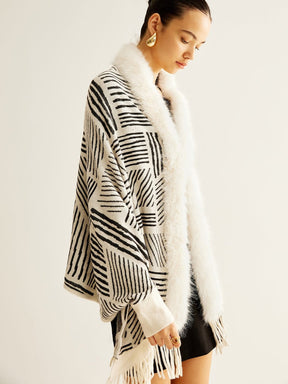 Veste châle motif graphique tendance