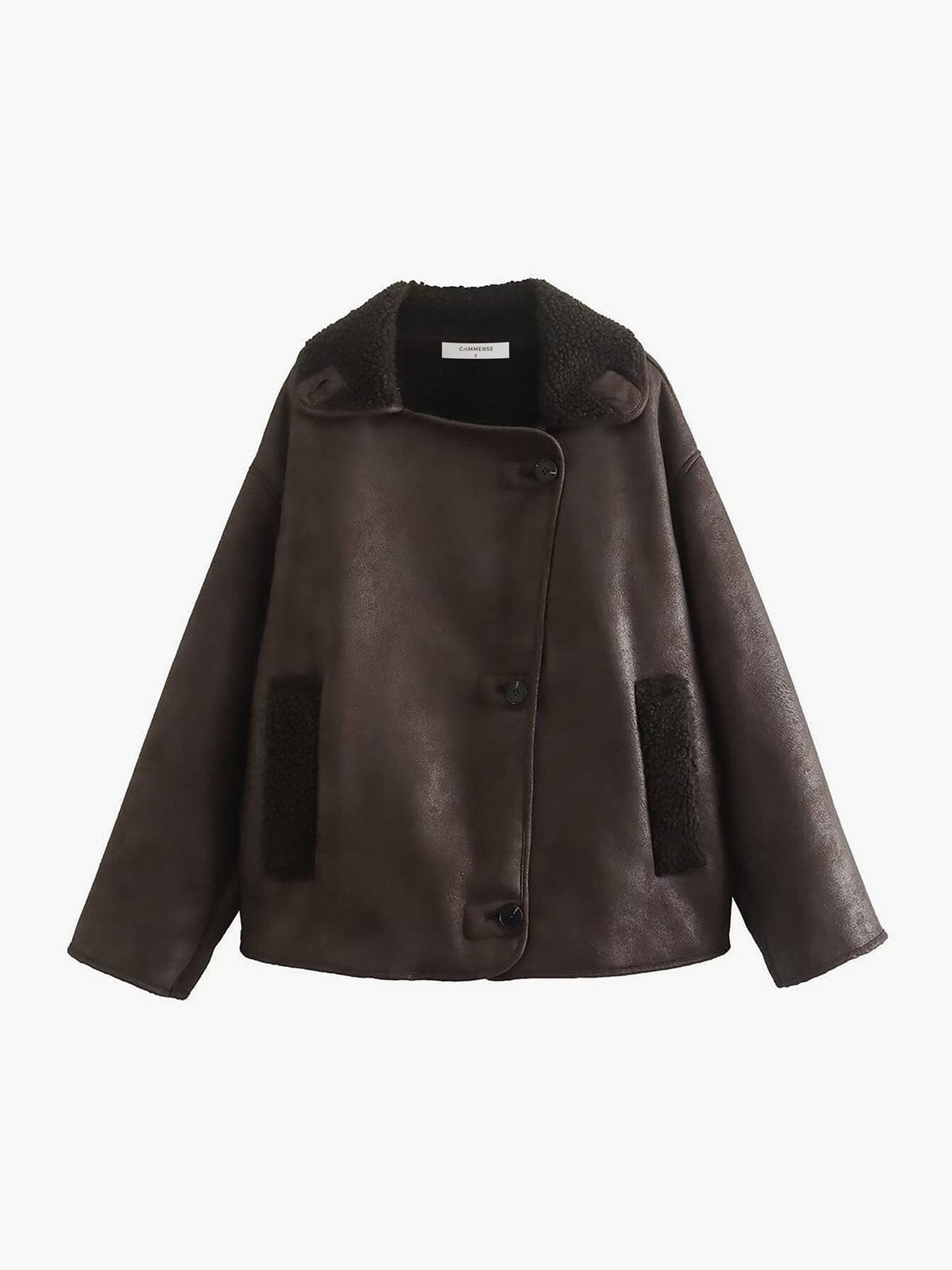 Veste similicuir marron vue de face soleil