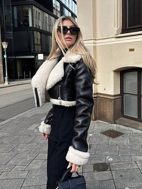 Veste aviateur noir et blanc style urbain douceur