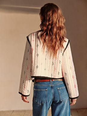 Veste style bohème boutons contrastés rosée
