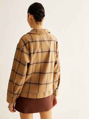 Veste à carreaux beige vue arrière style