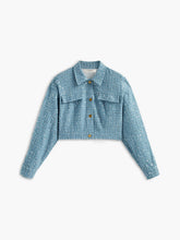 Veste denim pailletée bleue vue avant étoile