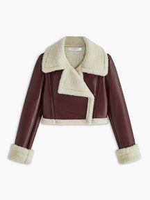 Veste courte doublée polaire marron étoile