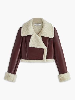 Veste courte doublée polaire marron étoile