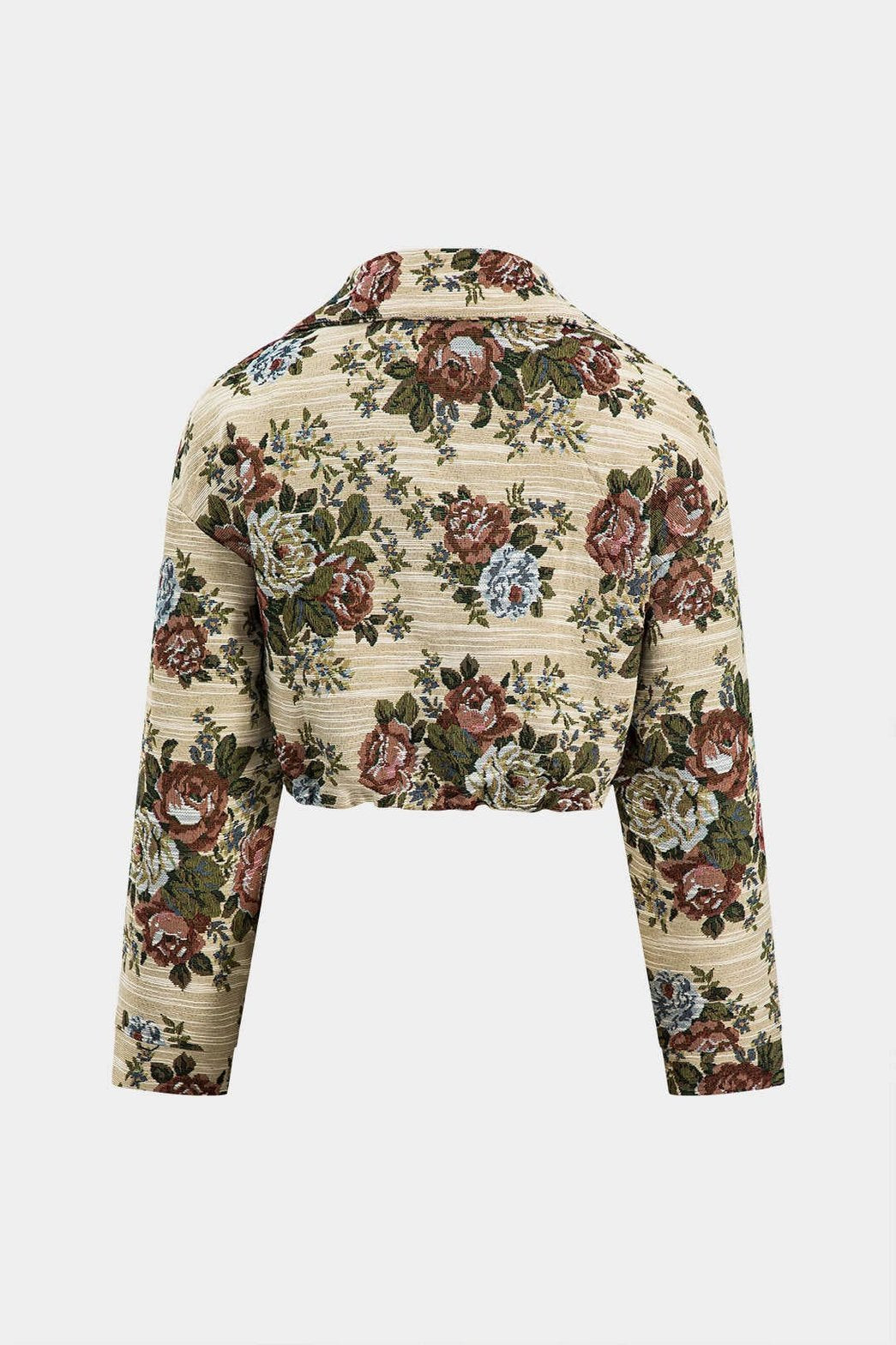 Veste jacquard fleurie beige vue de dos douceur